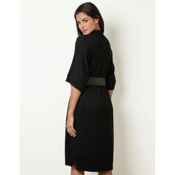 Blue Vanilla Midi Dress With Woven PU Leather Belt