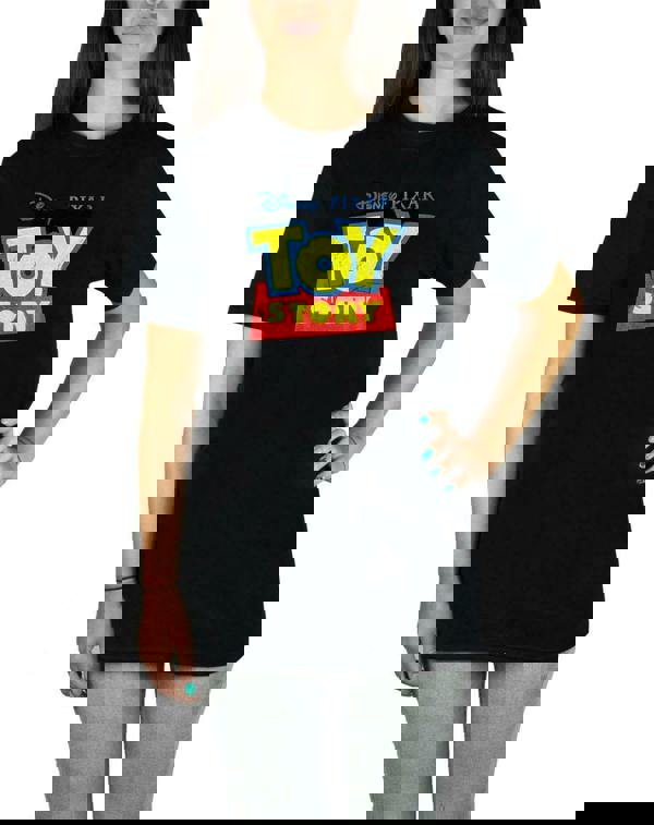 Disney Womens Black Logo Boyfriend Fit Short Sleeved T-Shirt