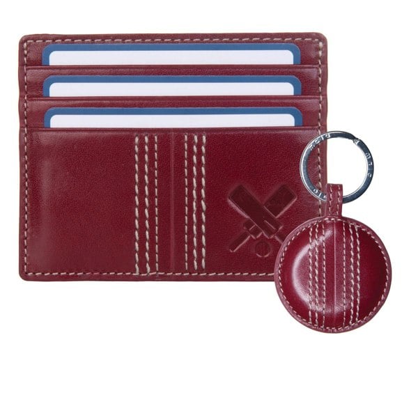 Mala Leather Cricket Gift Set – RFID Card Holder & Hand-Stitched Keyring