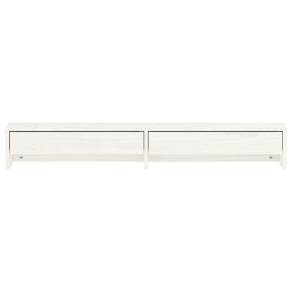 Berkfield Monitor Stand White 100x27x15 cm Solid Wood Pine