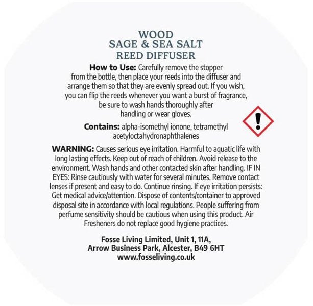 Fosse Living Wood Sage & Sea Salt Reed Diffuser Refill 200ml