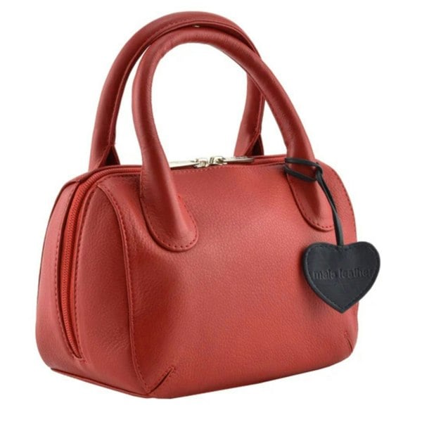 Mala Leather Mini Grab Bag with Heart Detail – Genuine Soft Leather