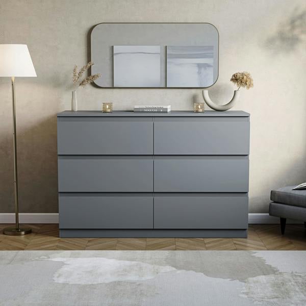 Vida Designs Denver 6 Drawer Chest, Black