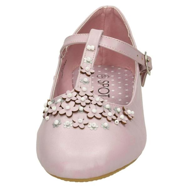 Spot On Girls Spot On Flat T-Bar Flower Trim Shoes