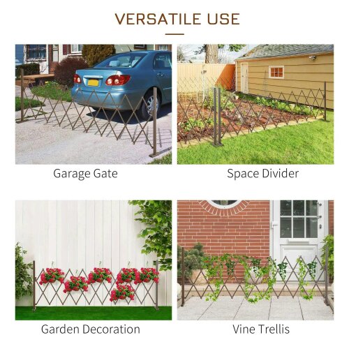 Bobobiy Expanding Trellis Fence, Freestanding Movable Fence, Foldable Garden Screen Panel, 300 x 103.5 cm, Dark Brown