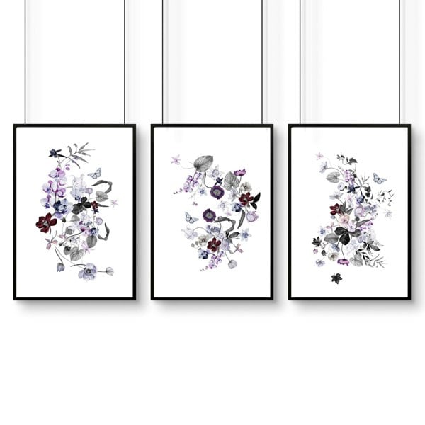 Flower art | set of 3 wall art for Home office decor