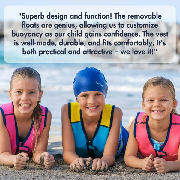 Limmys Premium Neoprene Swim Vest - Pink Windmill