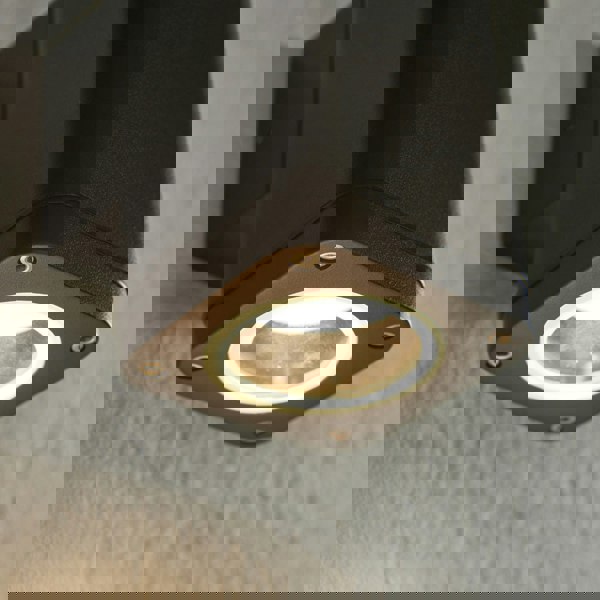 Non Automatic Outdoor Wall Light - Textured Black & Glass - Exterior Downlight