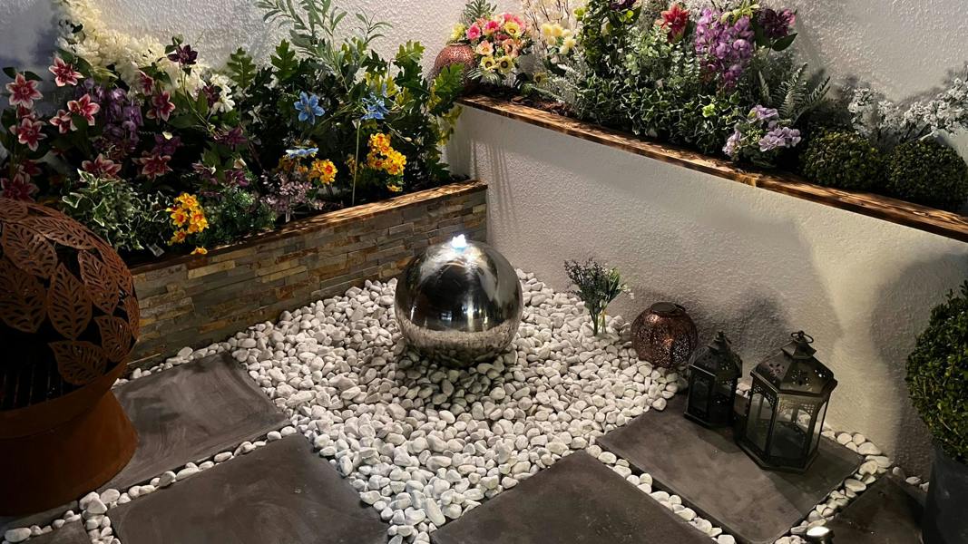 Tranquillity Water Features 20cm Stainless Steel Sphere Modern Metal Water Feature