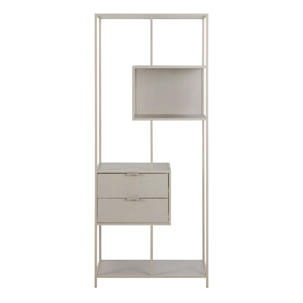 Furniture To Go Seaford Tall Grey Metal 2 Drawer Bookcase with 4 Shelves