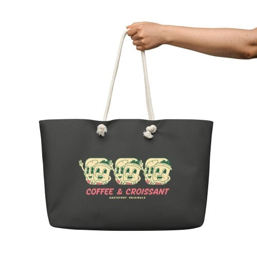Anchor & Crew GUSTATORY Originals Coffee & Croissant Oversized Weekender Tote Bag