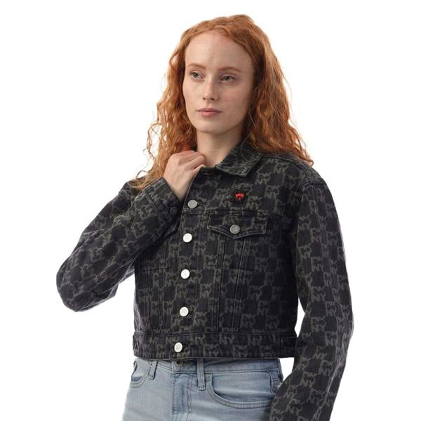 DKNY Womens/Ladies Repeat Logo Denim Jacket - Grey - 