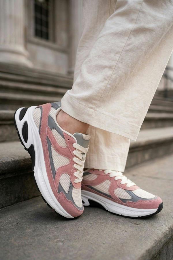 Maud Metallic Panel Mesh Trainers - Pink