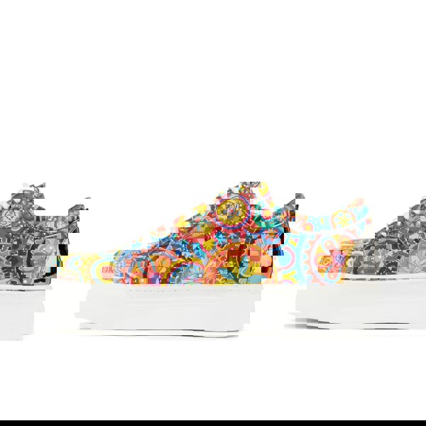 Embassy London Camila - Signature Print - Women's chunky sole leather trainer in colourful print