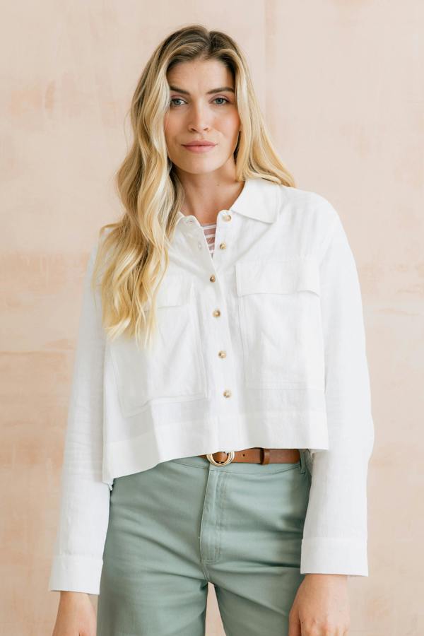 Lily & Me Grasslands Linen Blend Jacket White