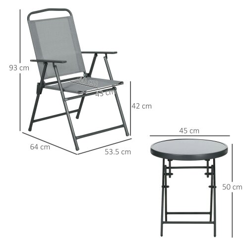Wyld Haus Tonopa Glass And Metal Light Grey 3 Piece Garden Seating Set With Table And Chairs