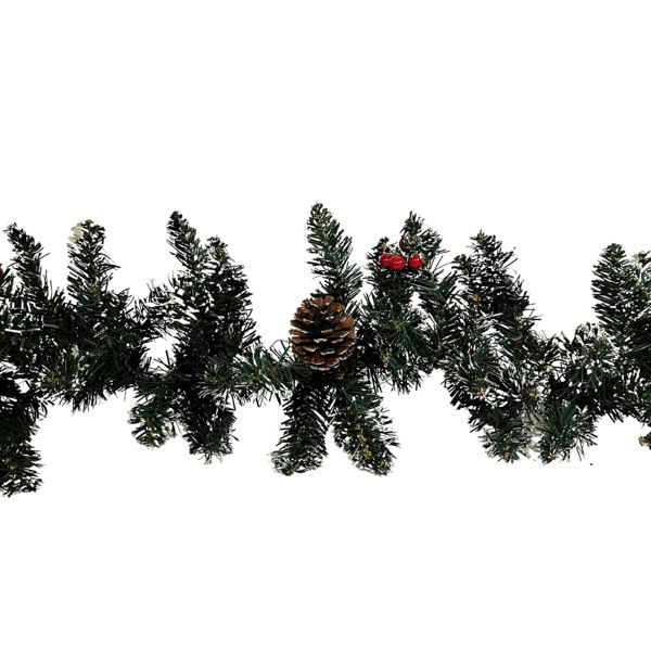 Samuel Alexander 2.7m Green Christmas Garland with Pine Cones and Red Berries
