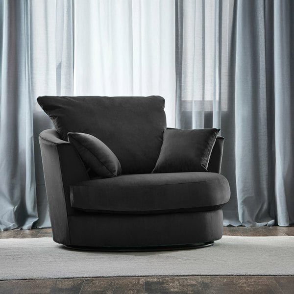 Furnishings For Less Fernando Plush Velvet Swivel Chair