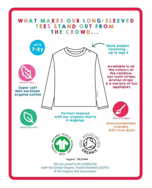 Organic Tractor Applique Long - Sleeved T-Shirt - Toby Tiger UK Retail