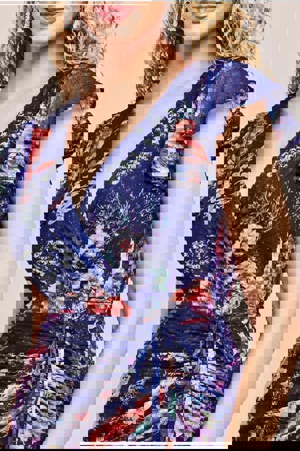 Floral Wrap High And Low Midaxi Dress - Navy DR4369