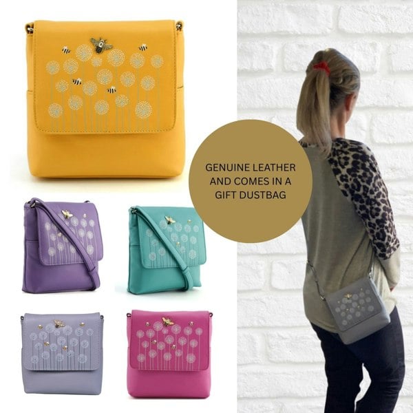 Mala Leather Moonflower Bee Small Crossbody Soft Leather Bag