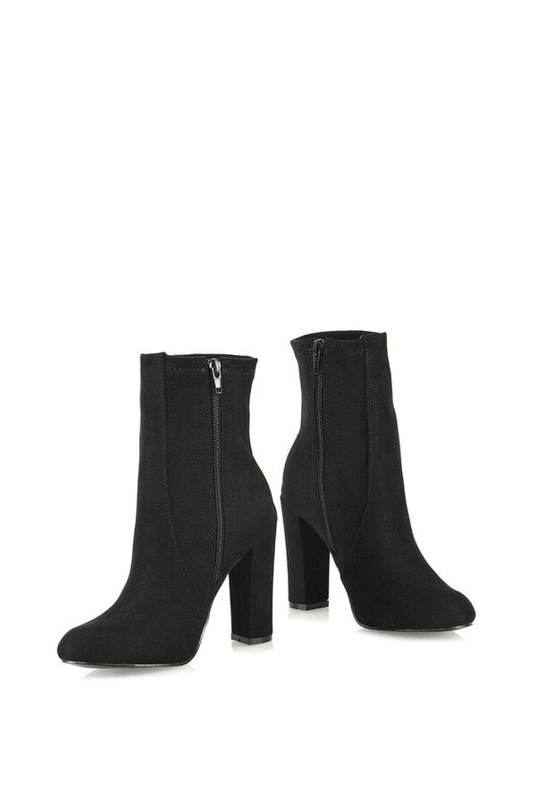 XY LONDON Block High Heeled Zip-up Stretch Sock Ankle Boots