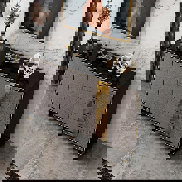 IS82 Large Sideboard, Grey & Gold-Weilai Concept-Weilai Concept