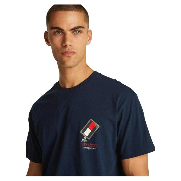 Tommy Jeans Mens Novelty Cotton Crew Neck Regular T-Shirt - Dark Navy - 