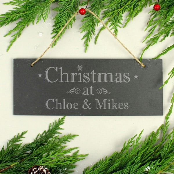 Personalised Memento Company Personalised Christmas Hanging Slate Plaque