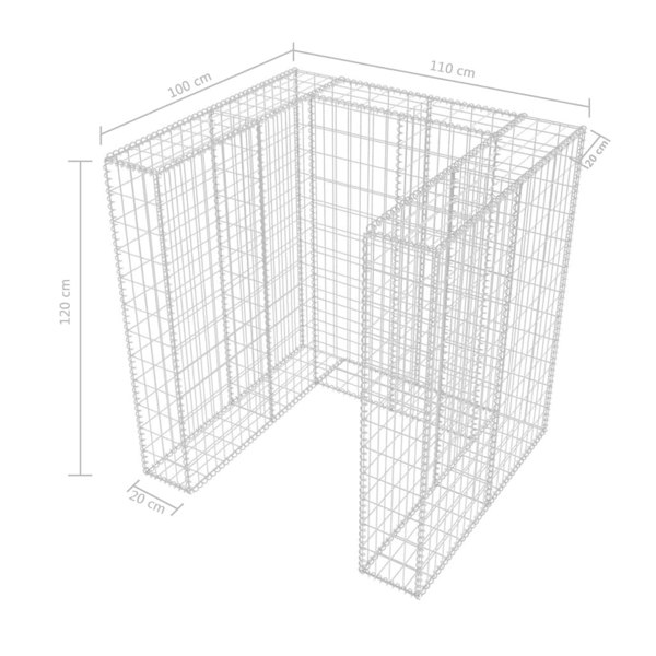 Berkfield Gabion Single Wheelie Bin Surround Steel 110x100x120 cm
