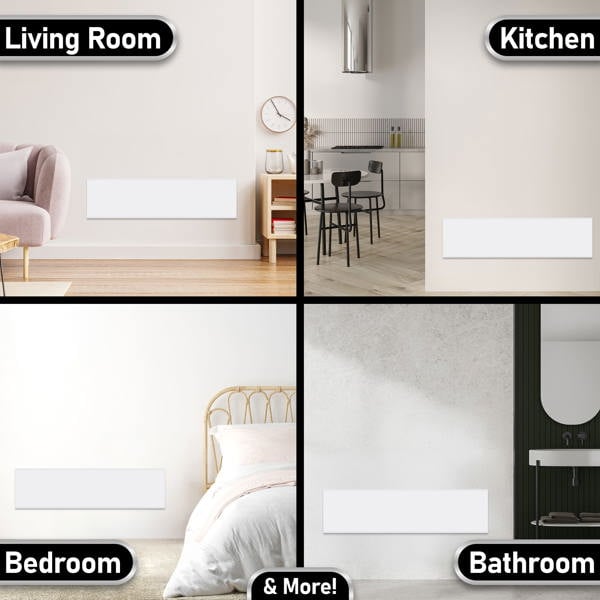 MYLEK Panel Space Heater White Low Level 1KW Eco, Smart and WiFi App Slimline Low Energy - Wall Mounted, Bathroom IPX4