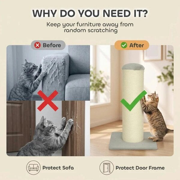Cat Scratching Post, 76cm Tall Scratch Post for Indoor Kittens, Cat Scratcher with Stable Base