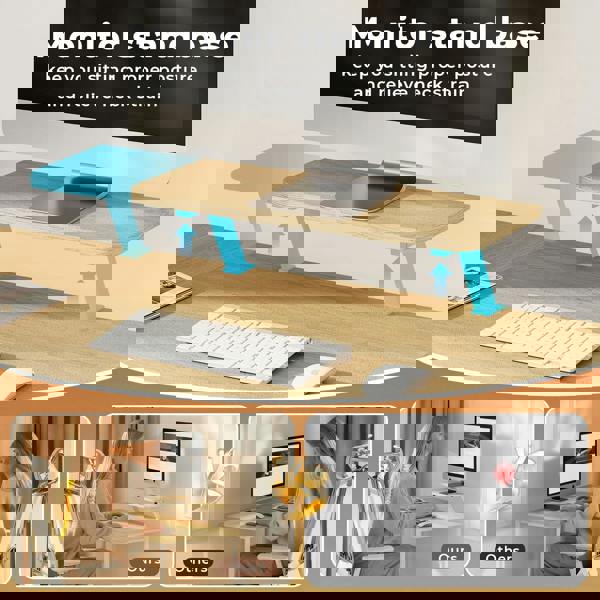 Levede Computer Desk Home Office Table with Storage Shelves Monitor Stand Oak