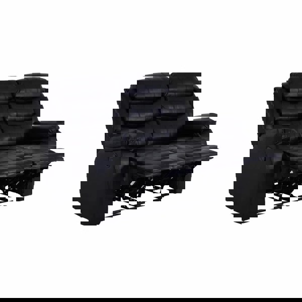 ROMA LEATHER BLACK 2 SEATER RECLINED