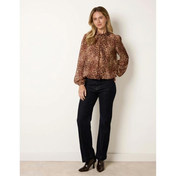 Blue Vanilla Cowl Neck Puff Ball Blouse