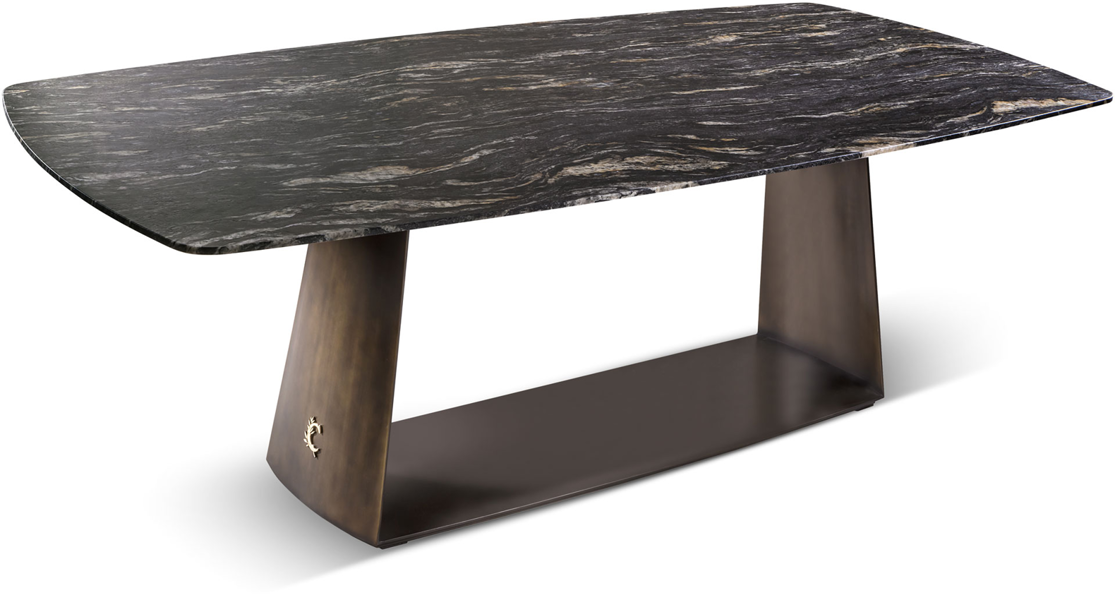 Cantori Mario Stone Luxury Dining Table with Patinated Bronze Base