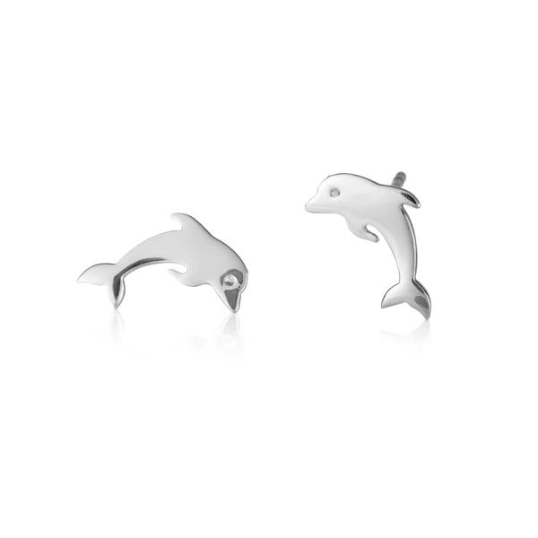 namana 925 Sterling Silver Cute Dolphin Shaped Small Stud Earrings for Women