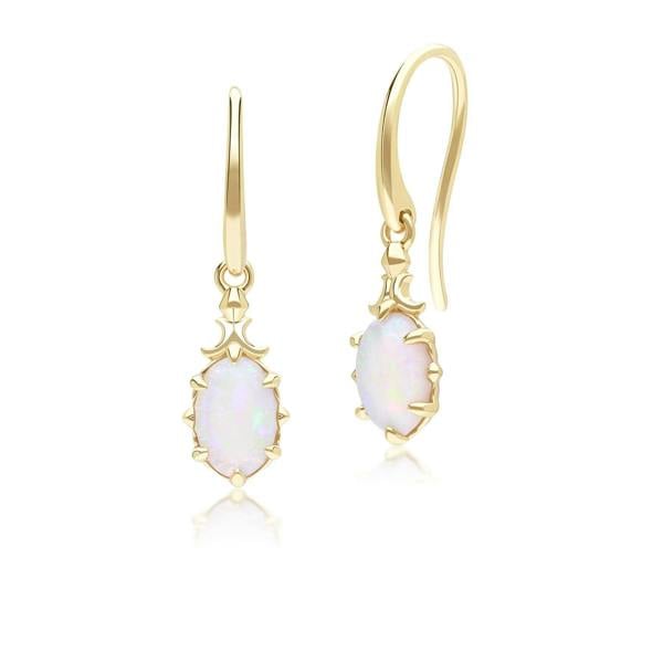 Gemondo Classic Oval Opal Drop Earrings in 9ct Yellow Gold