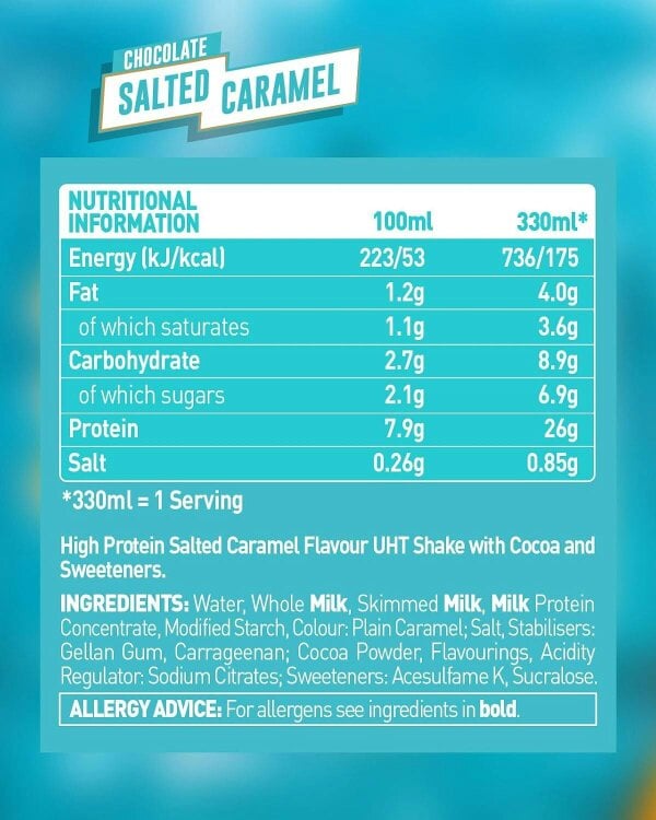 Grenade Chocolate Salted Caramel High Protein Shake, 8 x 330 ml