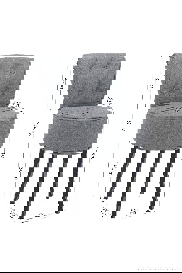 Living and Home Light Grey Modern Linen Upholstered Dressing Footstool with Black Legs