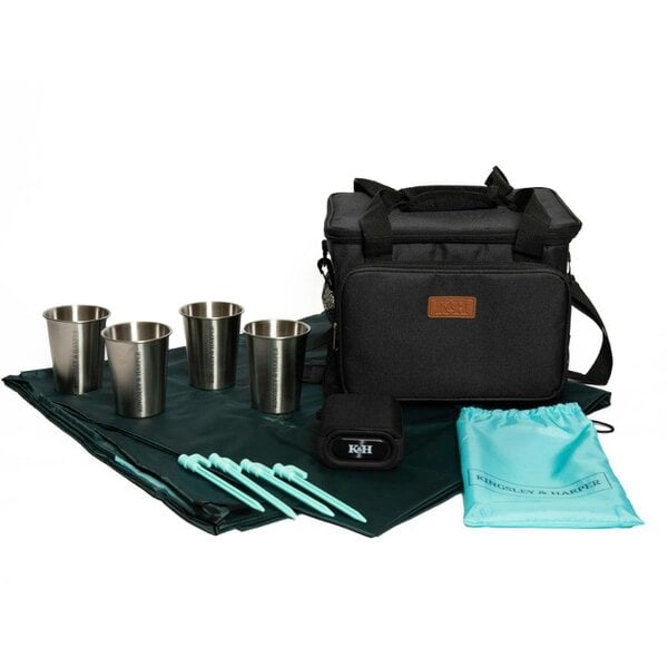 The Socialite Summer Gift Set - Kingsley & Harper Outdoor Essentials with Oversized Beach Mat, Wireless Speaker, Tumblers, Cool Bag & Gift Box