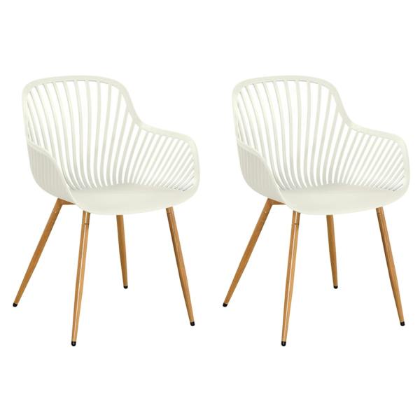 Core Products Pair Of Sunray Bistro Garden Arm Chairs, Moss Green With Wood Effect Legs