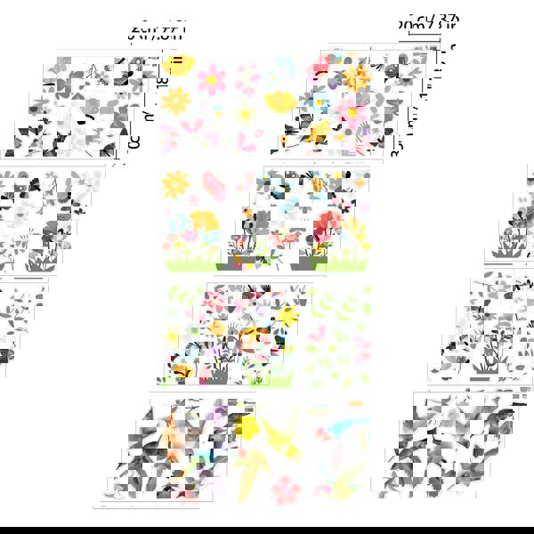 WALPLUS C2WSW022 - Huge Hummingbirds with Butterflies In The Meadow Of Flowers Window Clings - WSW3003 + WSW6009