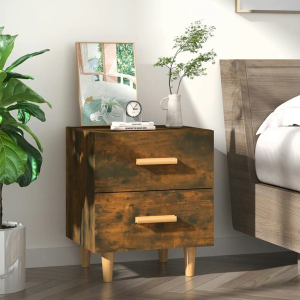 Berkfield Bed Cabinet Smoked Oak 40x35x47.5 cm
