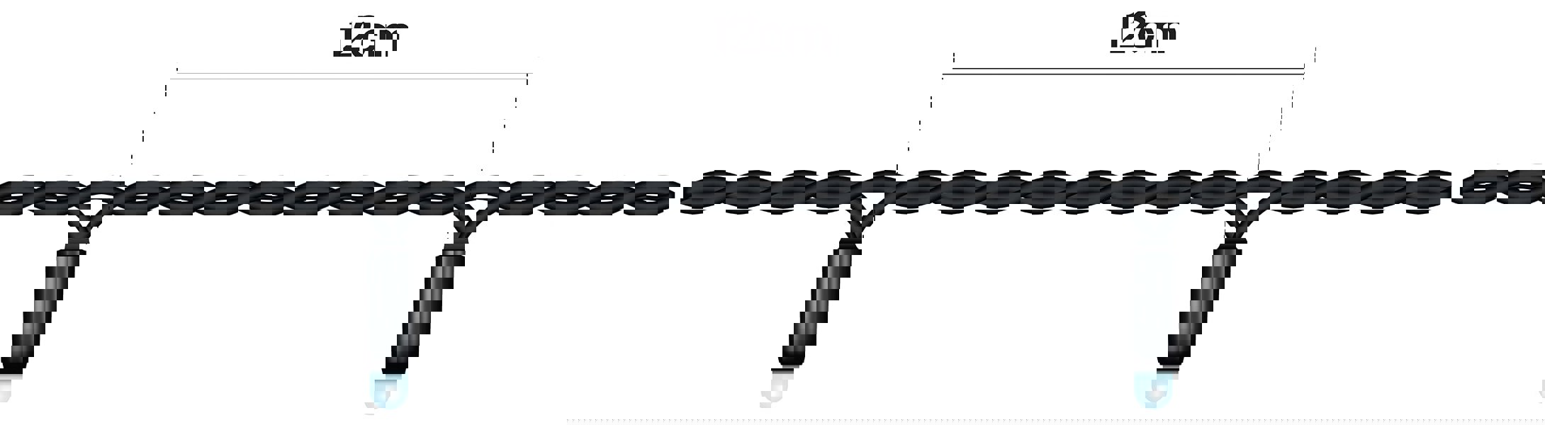 Eagle Connect Led String Lights Black Rubber Warm White 15M