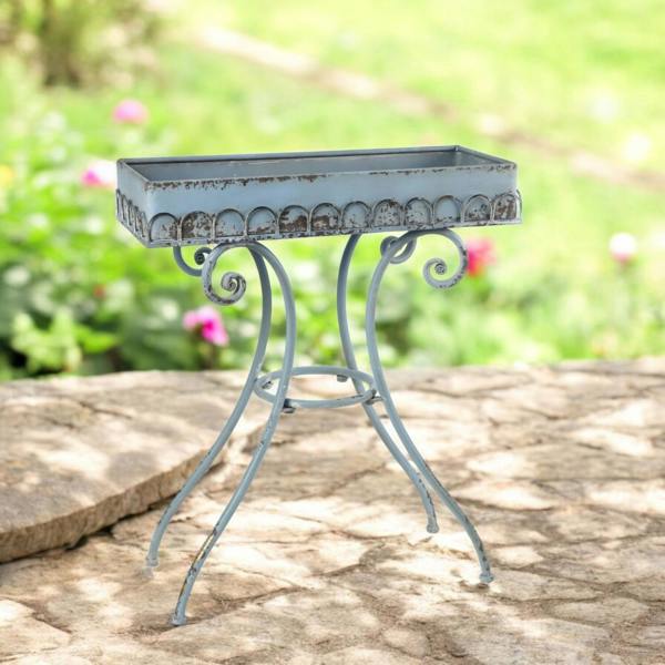 65CM BLUE & GOLD  METAL TABLE