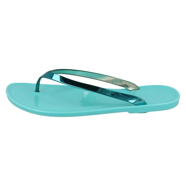 Spot On Ladies Spot On Flat Metallic Toe Post Jelly Sandals