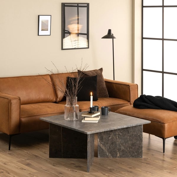 Furniture To Go Vega Square Coffee Table with Marron Marble Top 90cm
