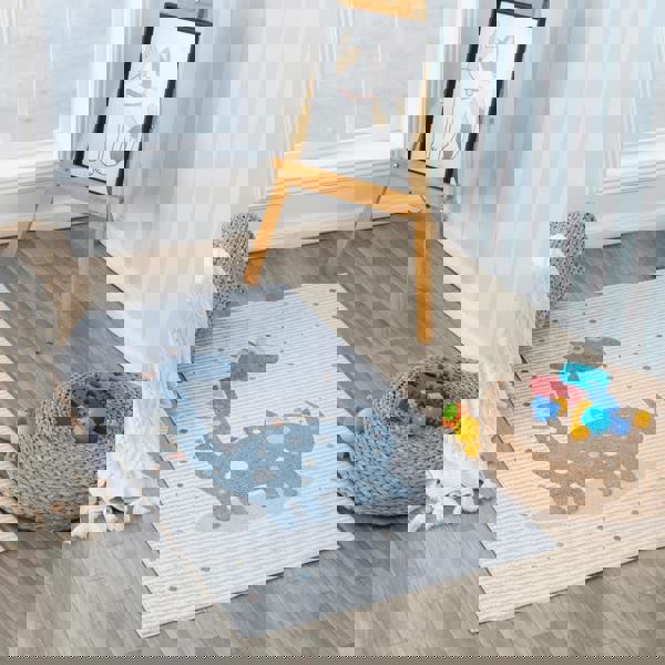 Livabliss Lillian-Kids Beige Blue Orange Grey Washable Rug for Children's Rooms