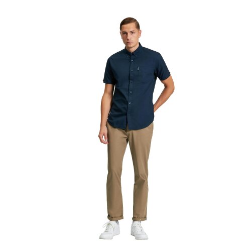 Ben Sherman Mens Signature Oxford Short-Sleeved Shirt - Dark Navy
